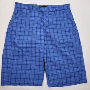 Hurley Blue Plaid Flat-Front Men's Shorts